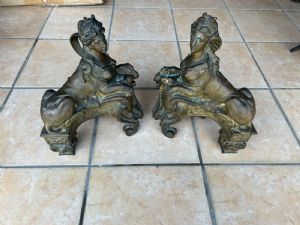 Copy of French bronze firedogs, Louis XV